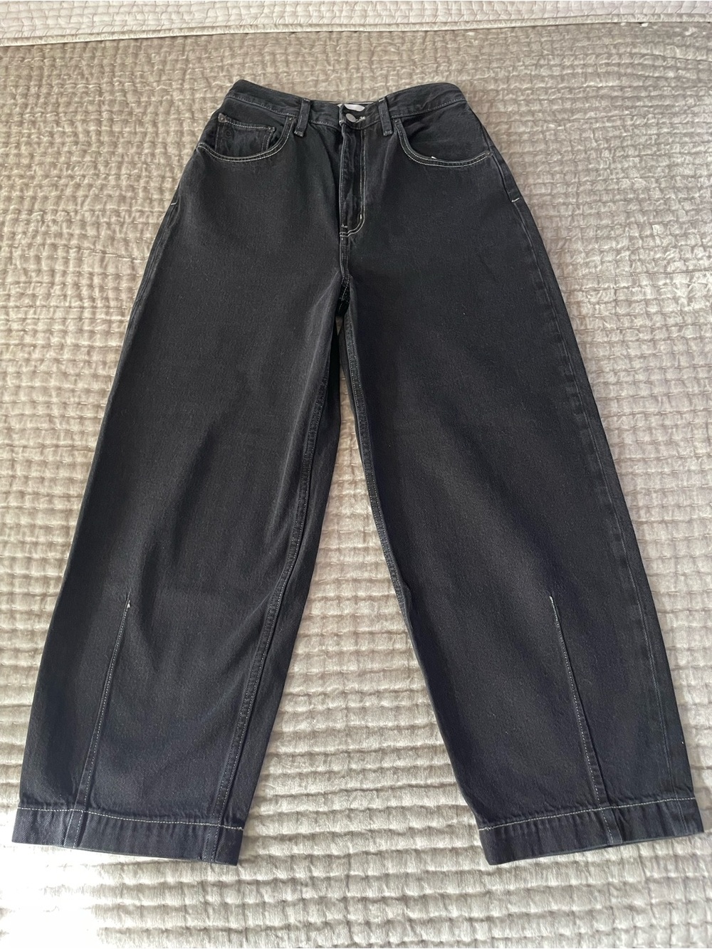 Etica Black Crop  Wide Barrel Jeans 27